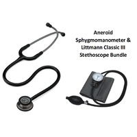 Littmann Classic III Stethoscope Black-Smoke Finish (5811) & Aneroid Sphygo
