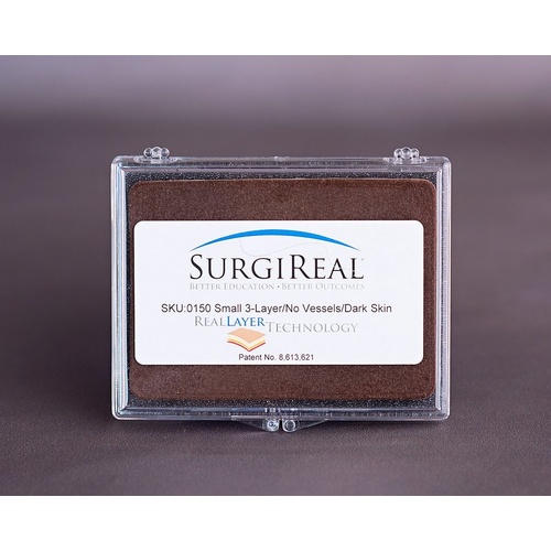 3-Layer RealLayer Simulated Tissue Pad w/o Vessels (8.0 x 11.0 cm) - Dark Skin
