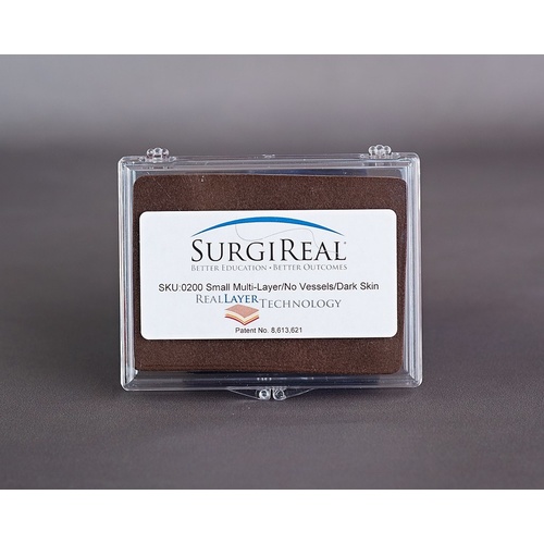 5-layer RealLayer Simulated Tissue Pad w/o Vessels (8.0 x 11.0 cm) - Dark Skin