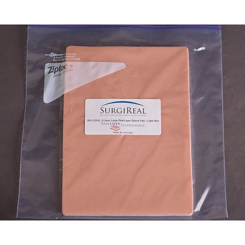 3-Layer Large (17.5x24.5 cm) RealLayer Simulated Tissue Pad, Light Skin