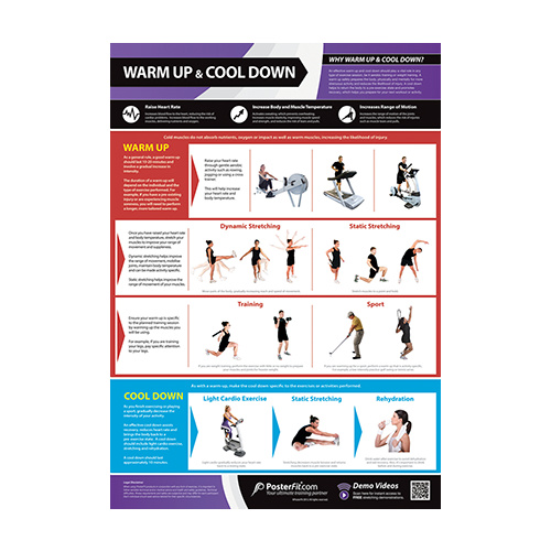 gym and fitness chart warm up and cool down l