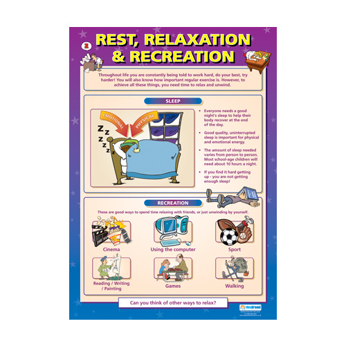 Personal, Social and Health Schools Posters - Rest, Relaxation and Recreation