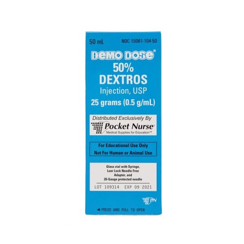 Demo Dose 50% Dextros 50mL Simulated Code Drug