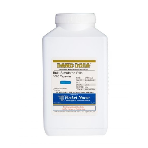 Demo Dose Capsule Blue/Blue Medium Oval- 1000 Pills/Jar